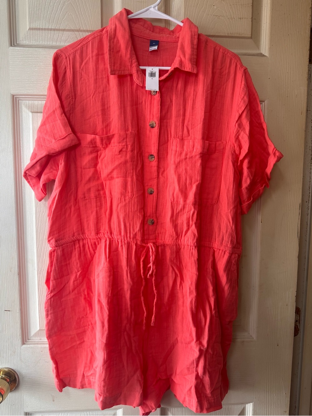 Old Navy Coral Button-Up romper